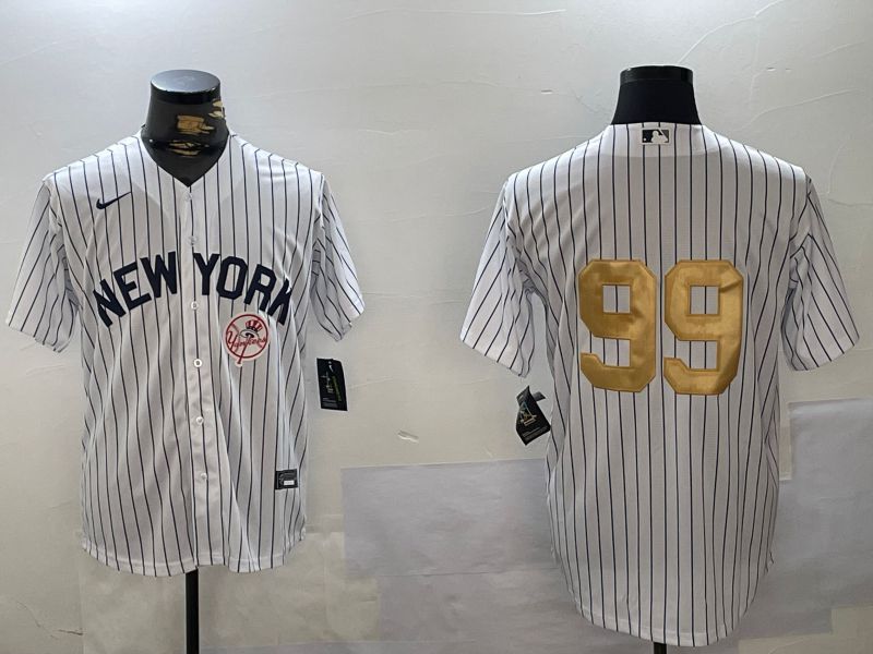 Men New York Yankees 99 Judge White Stripe Fashion Nike 2024 MLB Jersey style 7